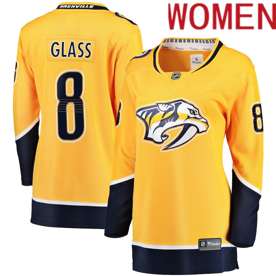 Women Nashville Predators 8 Cody Glass Fanatics Branded Gold Home Breakaway Player NHL Jersey